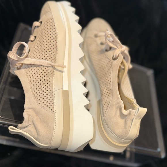 Softwaves Cream Platform Sneakers with Breathable Knit Upper - Picture 9 of 16